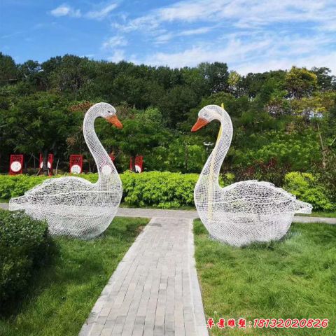 鏤空動物天鵝雕塑